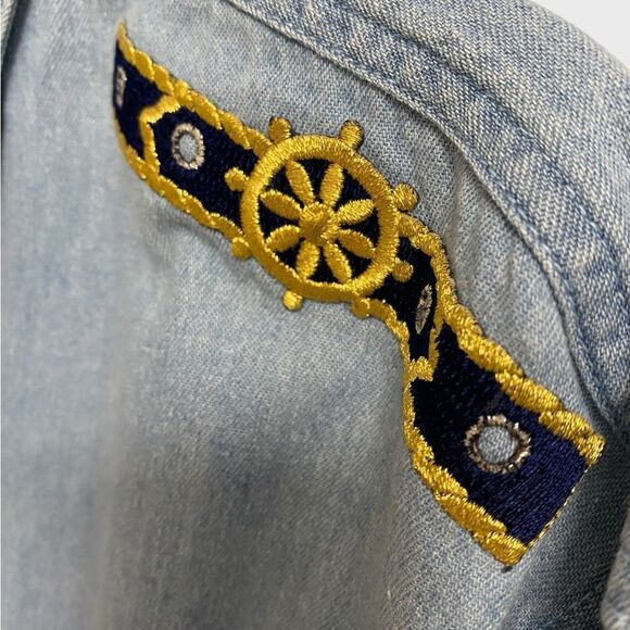 Vintage Copa Banana Nautical Themed Button Down Shirt Men's Size M Embroidered - Picture 7 of 14